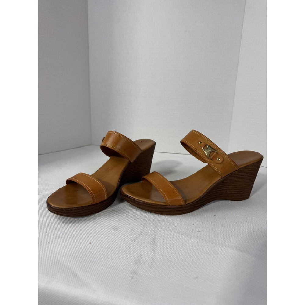 Handmade Italian Brown Wedge Sandals Women's Size 8‎